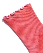 Load image into Gallery viewer, Strawberry Frill Top Hand-dyed Socks
