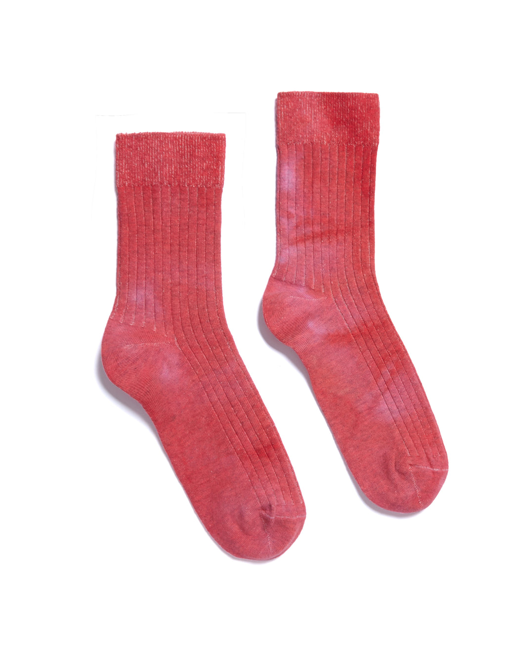 Ruby Ribbed Hand-dyed Socks