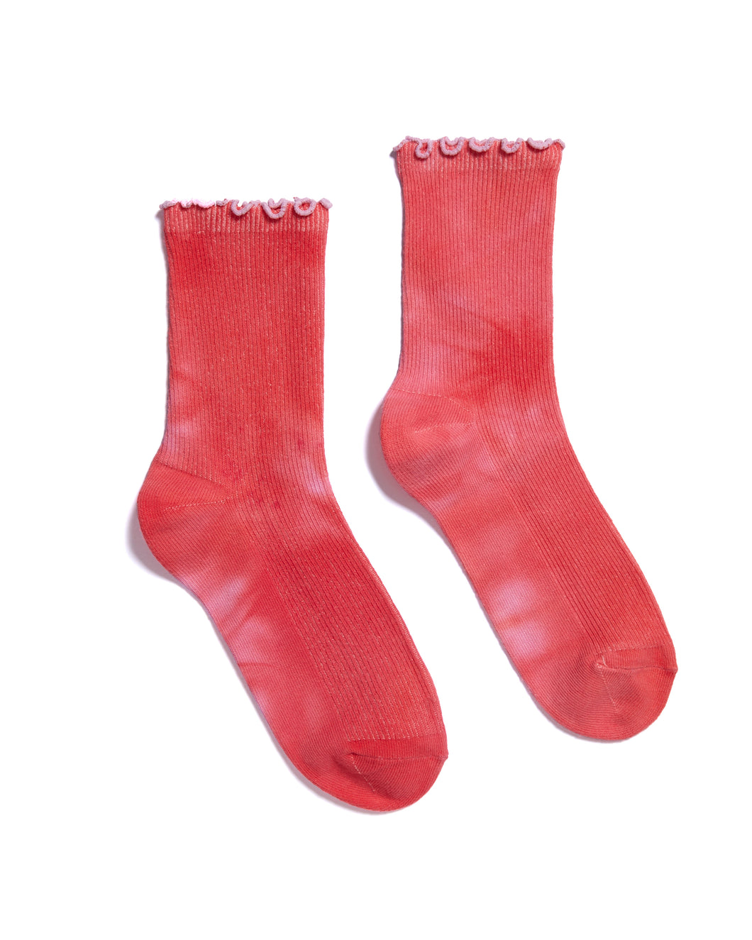 Strawberry Frill Top Hand-dyed Socks